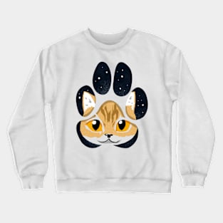 Cat paw in most retror galaxy Crewneck Sweatshirt